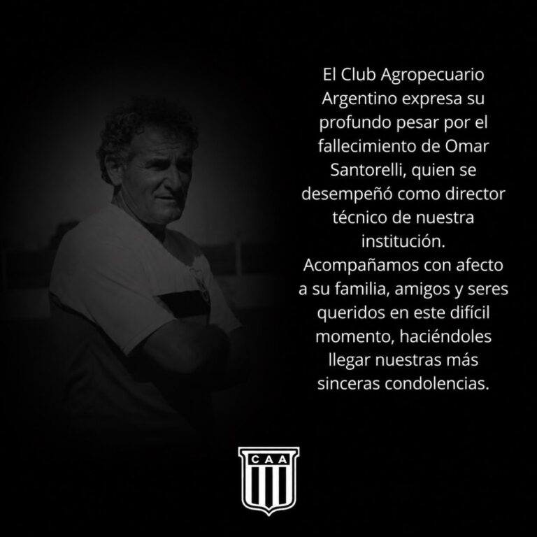 El Club Agropecuario Argentino lamenta el fallecimiento del ex DT Omar Santorelli